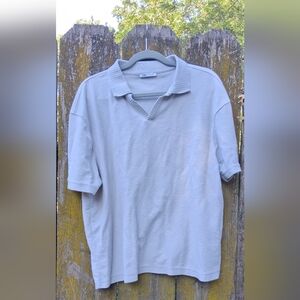 Zara White Polo Shirt Classic Cotton Top